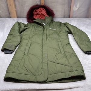 Columbia Jacket Womens Small Green Snow Eclipse Faux Fur Hood Insulated Parka